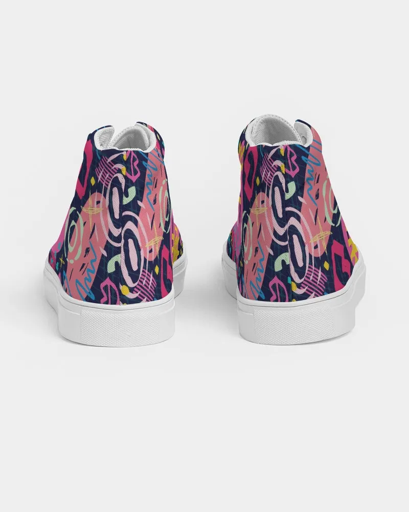 SMF Abstract Face Feminine Hightop Canvas Shoe