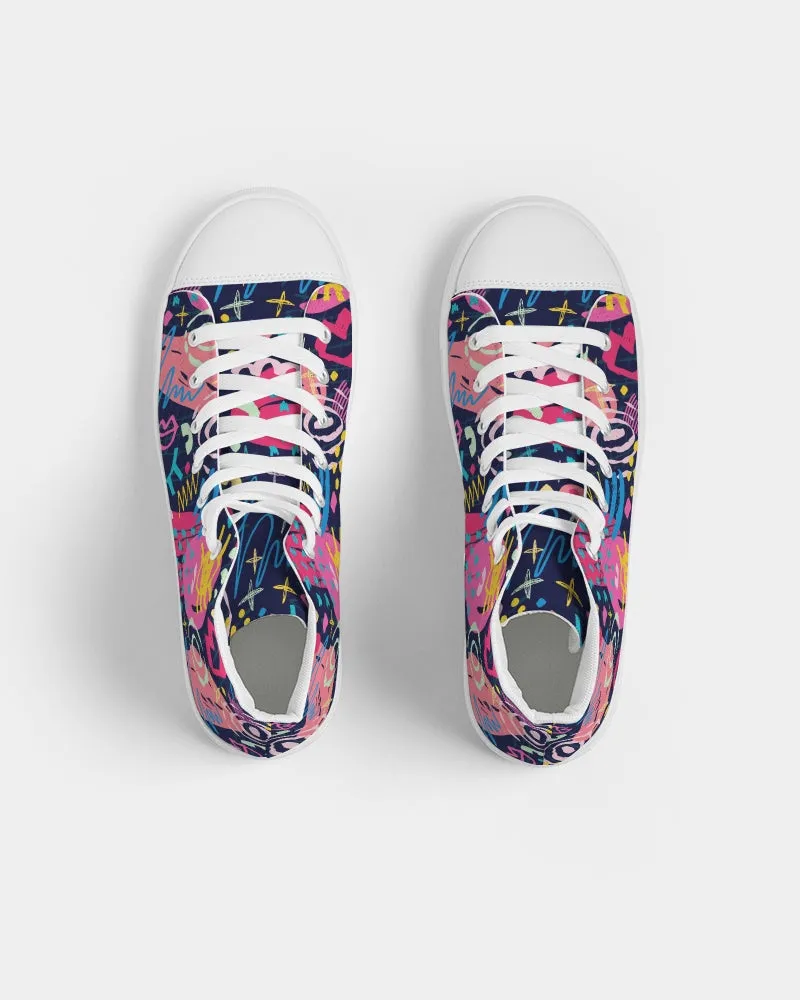 SMF Abstract Face Feminine Hightop Canvas Shoe