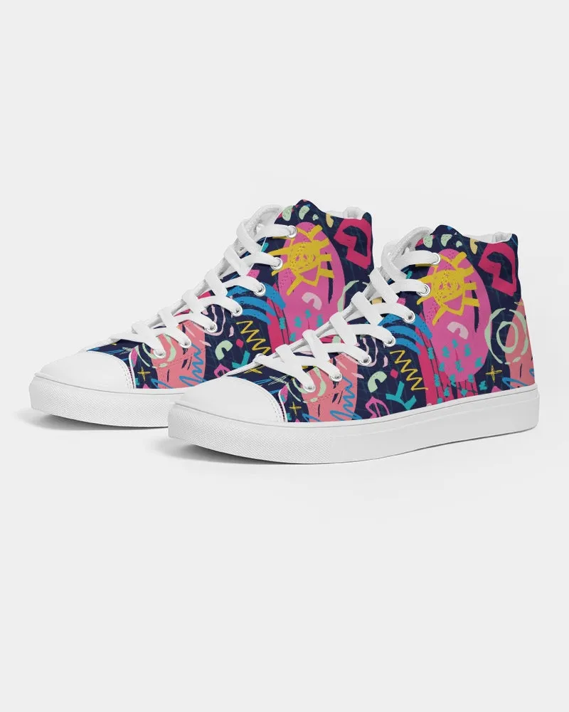 SMF Abstract Face Feminine Hightop Canvas Shoe