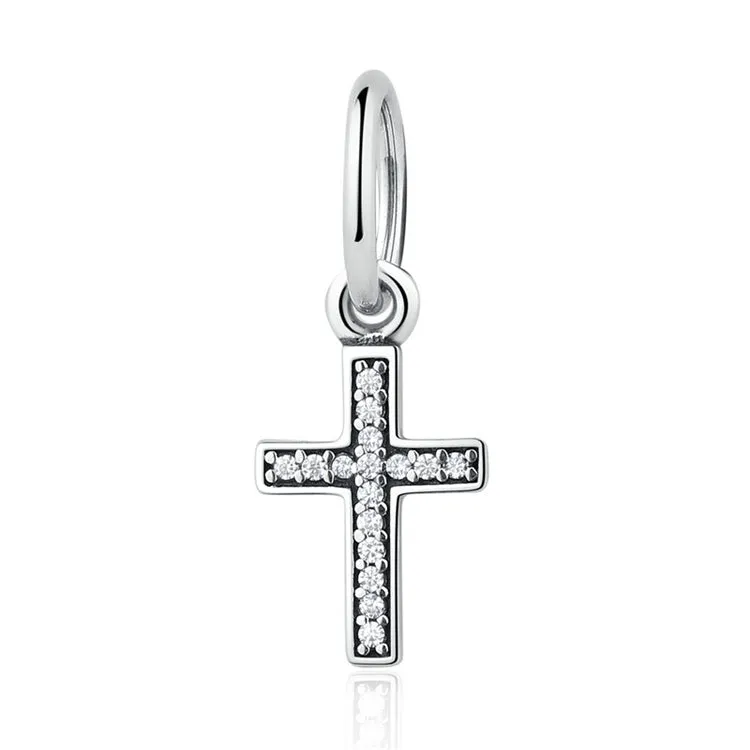 Symbol of Faith Cross Dangle Charm Pendant 925 Sterling Silver