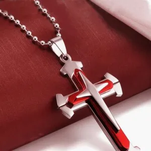 Unisex Stainless Steel Cross Pendant Necklace