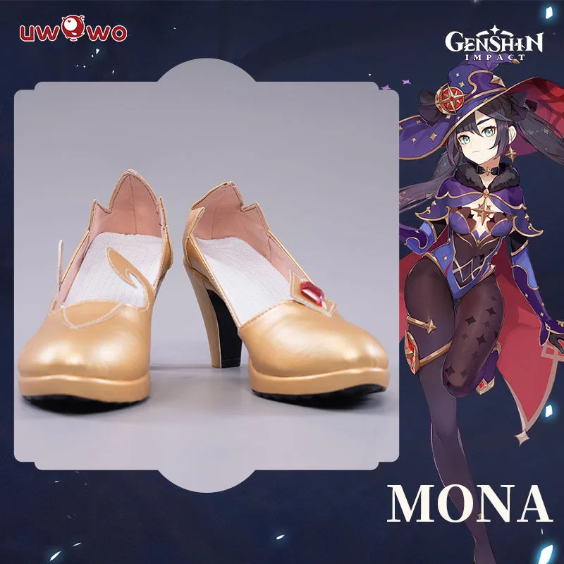 Uwowo Game Genshin Impact Mona Megistus Cosplay Astral Reflection Cosplay Shoes