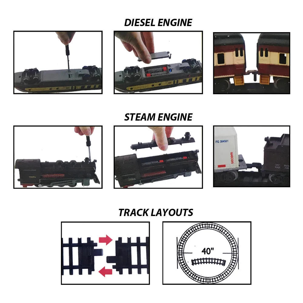 WowToyz Classic Train Set 14-piece - Diesel Engine with Cargo Container